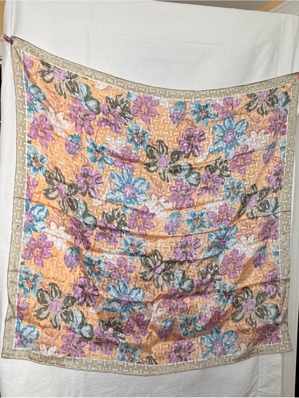 Vintage Liz Claiborne 100% Silk Floral Scarf 30” x 30” Made in Japan